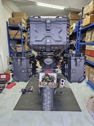 ปี๊บอลูมิเนียม f2 moto สีดำ ชุด 3 ใบพร้อมแร็ค nx500และcb500x