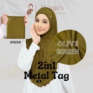 2in1 "Metal Tag" ALFARO INSTANT Syria with Inner Hijab Knitted Malaysian Sukob / Misre Tudung Sarung