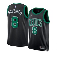 Men's 2023NBA Boston Celtics Kristaps Porzingis Black Jersey Hot Pressed 2022-2023 Basketball City J