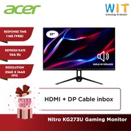 Acer Nitro KG273U Gaming Monitor - 27.0" / 1ms (VRB) / 144Hz /QHD IPS Panel / HDMI / DP / Audio / VE