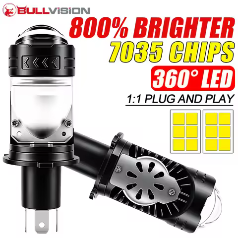H4 Bi LED Projector Headlights Bulbs Powerful Led Mini Lens Canbus Turbo Motorcycle Car Lights Spotl