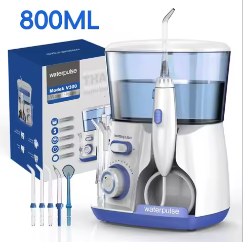 Waterpulse V300G Oral Irrigator 5pcs Tips Dental Water Flosser Electric Cleaner 800ml Oral Hygiene D
