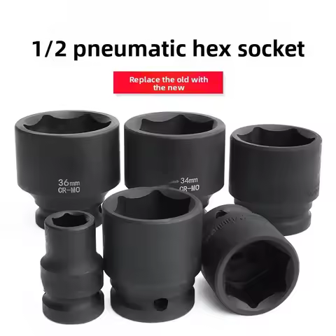 1/2" Drive Hex Impact Socket CR‑MO Steel 8mm‑36mm Pneumatic Air Gun Socket For Electric Impact Wrenc