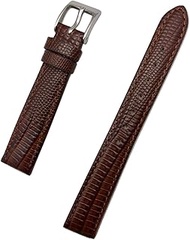 14mm Dark Brown Genuine Leather Watch Band | Teju Lizard Grain, Lightly Padded, Replacement Wrist St