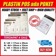 (10pcs) FLYERS COURIER BAG With POCKET Plastic Pos ada Poket FLYERS PARCEL saiz S/M/ L / XL (A5/A4/A