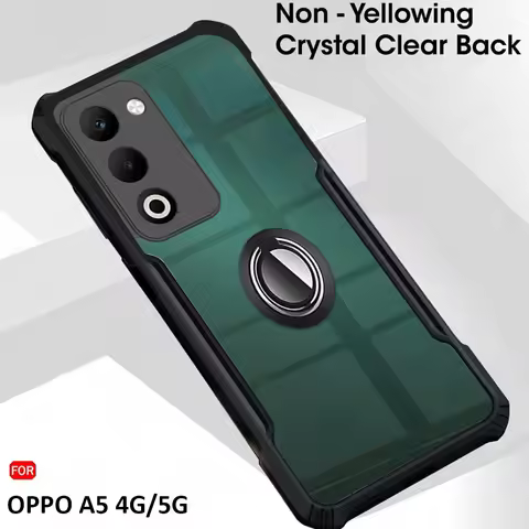 Transparent Ring Bracket Stand Case For OPPO A5 4G 5G Acrylic PC+TPU Armor Back Cover OPPOA5 A5x A5i