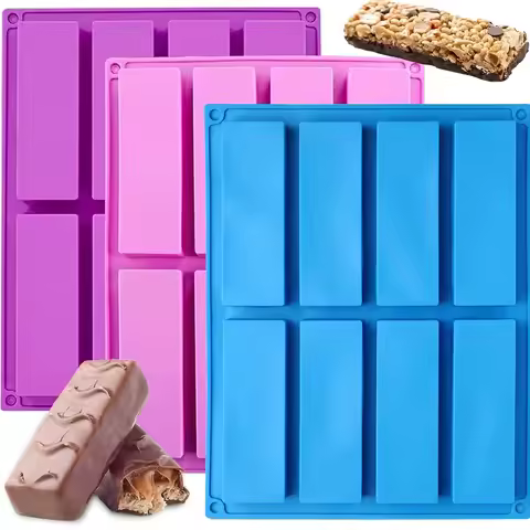 Silicone Molds for Chocolate-8 Cavity Rectangular Molds Suitable for Protein Bars,Energy Bar,Baking 
