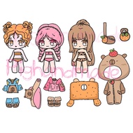 (Gift) Gacha x Capybara Paper Doll Barbie Doll