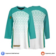 Jersey Muslimah IIUM Microfibre White Turquoise Custom