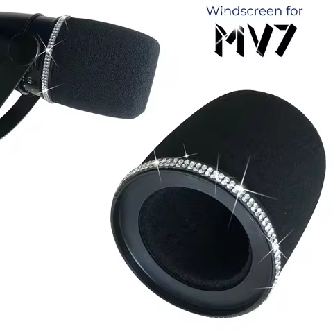 Sparkly MV7 Foam Pop Filter for Shure MV7, MV7X, MV7i, MV7+ Microphone Boom Arm Sponage Windscreen M