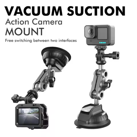 Car Suction Cup Phone Action Camera Holder 1/4 Inch Action Camera Dash Cam Phone Car Mount Suitable 