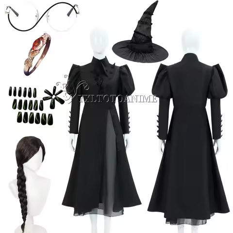 Wicked Elphaba Cosplay costume wig Eyeglasses Adult Headwear Halloween Carnival Ring Accessories Pro