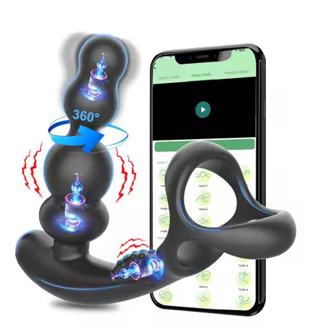 Male Prostate Massager 360° Rotate Masturbator Vibrator Anal Plugs Cock Ring Vibrating Wireless Cont