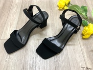 Sandal hậu hở nhung lì  gót 5 cm TT Shoes mũi vuông son12