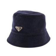 【二手】Prada PRADA 帽子，三角Plate漁夫帽，海軍藍，其他，燈芯絨漁夫帽，女士，二手