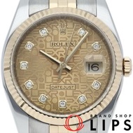 二手勞力士 Datejust 36 男士腕錶，五珠鏈，10 鑽，電腦顯示錶盤，型號 116233G(V)，附帶保固卡，18K 黃金/不銹鋼顏色，香檳色錶盤，2009 年產，成色極佳。