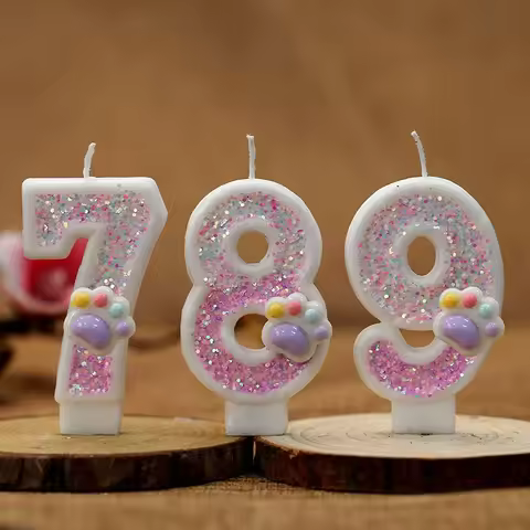Creative Cute Cat Paw Cake Number Birthday Candles Pink Claw Theme Number Candles Cake Topper Birthd