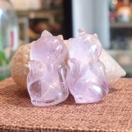 Amethyst Feng Shui Necklace Pendant, Amethyst Fox Necklace Pendant S6343