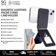 Magnetic Leather Folding Wallet Card Holder Grip Stand Wallet Storage Phone Selfie Tripod Snap Invis