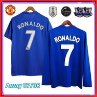 【G7ew7e11o】Retro Manchester United 2008 Away Jersey Ronaldo 07/08 Long Sleeve Short Sleeve Soccer Un