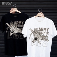 T-Shirt Screen-Printed "F-16 ARMY FIGHTER" Fabric Pure Cotton S-5XL