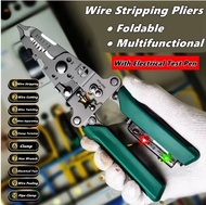 Multifunctional Wire Stripper Electrical Test Pen Foldable Cable Cutter Crimper Tool For Cutting And