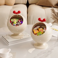 Cream White Desktop Organizer with Lid: All-in-One Storage Solution