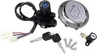 Yurefax Lgnition Switch2 Lock Fuel Gas Cap With 2 Key Set For MT03 06-12 YZF R6 R1 XJ6 FJ09 FZ09 FZ0