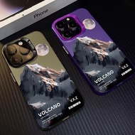 Landscape Snow Mountain Anti Drop Large Hole Mirror Frame Suitable for IPhone 7 8 Plus 11 12 13 14 15 Pro XR X XS Max SE 2020 Silicone Hard Casing Full Package
