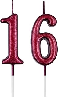 16th & 61st Birthday Candles, Red Number 16 61 Candle for Cake, Happy Birthday Cake Topper Decoratio