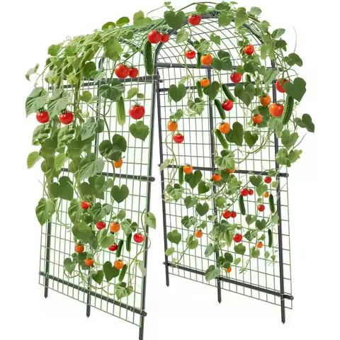 Extra Tall 7.5FT Garden Arch Trellis, 35-45in Adjustable Outdoor Arbor For Climbing Plants, Wedding 