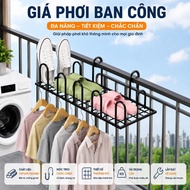 Balcony shoe drying rack with 8 drying heads - convenient balcony clothes drying rack