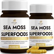 NATIVE OASIS (2 Bottles) Sea Moss Capsules Plus Superfoods | Sea Moss Black Seed Oil Ashwagandha Gin
