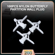 Nylon 100Pcs Butterfly Wall Plug for Hollow Partition Wall Ceiling Plaster Screw Plug High Quality Ready Stock Malaysia