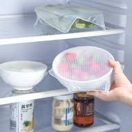 4PCS Transparent Food Grade Silicone  Wrap Film Refrigerator Sealed Multifunctional Bowl lid Reusable Silicone Stretch Cling Film