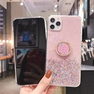 Oppo R17 Pro A57 A39 R11s R9S Plus R15 Find X A3 Realme 1 K3 X Case Glitter Silver Foil Clear Starry Sky Bling Soft TPU Phone Cover With Stand Ring Holder Casing