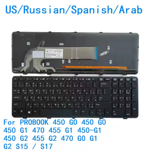 US RU SP AR Backlit Keyboard For HP PROBOOK 450 GO 450 G0 450 G1 470 455 G1 450-G1 450 G2 455 G2 470