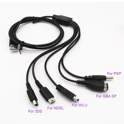5 In 1 USB Charging Cable For Nintendo New 3DS XL NDS Lite Ndsi XL Wii U Charger Cable For Nintendo 