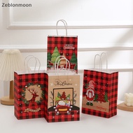 [moon] 4Pcs Merry Christmas Gift Bag X-Mas Santa Claus Cookie Paper Bag DIY Christmas Gift Hand Bags Christmas Party Supplies Gift Bag (m)