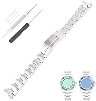 20mm Stainless Steel Watch Band replacement for Rolex GMT Submariner Ghost Daytona Yachtmaster Strap Wirstband accessories for Men and Women, Silver