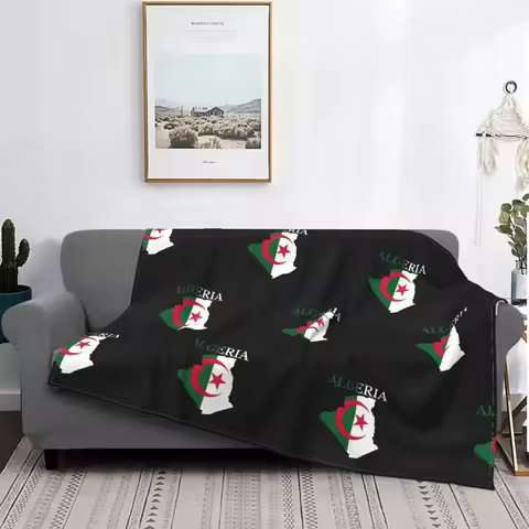 Algeria Flag Map Blankets Coral Fleece Plush Spring/Autumn Algerian Heart Thin Throw Blanket for Bed