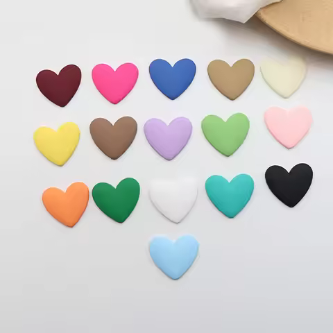 10 PCS 37x35mm Resin Heart Earring Hair Accessories For Jewelry Making DIY Phone Refrigerator Crafts