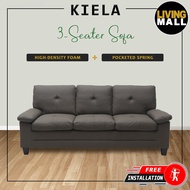 Living Mall Kiela 3-Seater Sofa Pocketed Spring Fabric Grey and Brownish Grey Colour