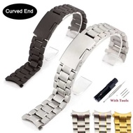 Solid Curved End 22mm 20mm Stainless Steel Strap for Samsung Galaxy Watch 3 Active2 GearS3 42mm 46 41 45MM 18mm 24mm Correa Band