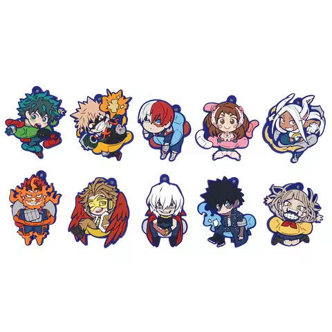 My Hero Academia Anime Bakugou Katsuki Midoriya Izuku Dabi Hawks MHA Rubber Keychain Ornament Toys C