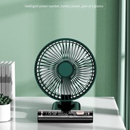 (OFNH) New Desktop Fan USB Mini Fan Portable Office Clock Swing Small Fan Long Battery Life Fan