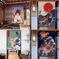 Japanese Restaurant Ukiyo-E  Door Curtain Partition Curtain Half Curtain Cloth Curtain Decorative Door Curtain