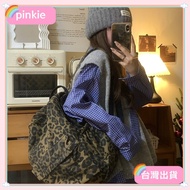Taiwan Shipping+Invoice Korean Niche Leopard Print Canvas Bag Women Casual Lazy Style Fashion Large-