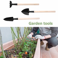 [verne1.sg] 3pcs Gardening Tools Set Balcony Home-grown Plant Flower Bonsai Mini Transplant Digging Suits Wood Handle Shovel Rake Combination Hand Tools