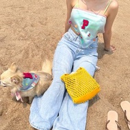 Beach Pls! 2023 Matching Pet Bandana &amp; Human Bandana Top - ICE BLUE